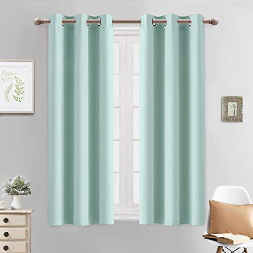 Yakamok Blackout Curtains Room Darkening Thermal Insulated with Grommet Window Curtain for Living Room, 38 x 54 inch, Aqua, 2 Panels