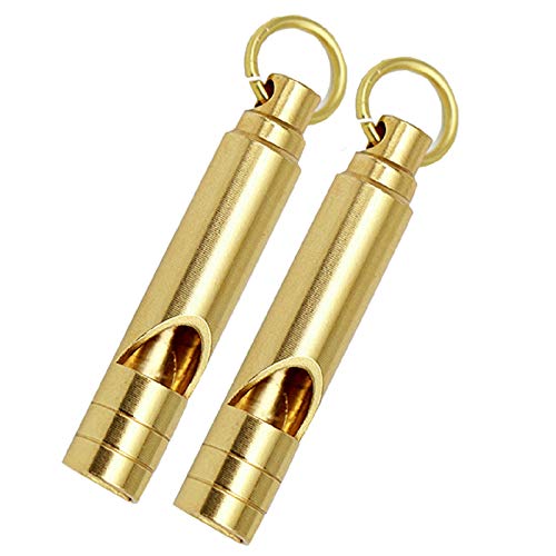 Yumeihui 2Pcs Loudest Brass Whistle Best Premium Emergency Whistle Outdoor Survival Whistle for Outdoor Camping Hiking Boating Hunting Fishing Loud Sound On Key-Chain or Hang Around Your Neck