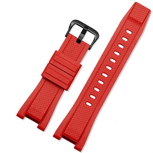 Bracelet Casio GST-210 caoutchouc silicone rouge noir 26mm montre G-Steel étanche