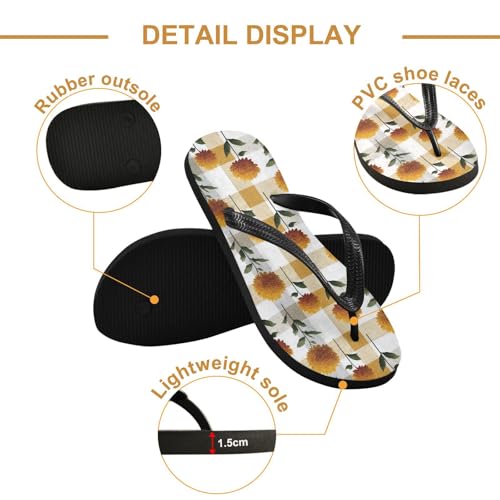 Flip Flop Sandals Retro Floral Print for Women Men Beach Outdoor XS3
