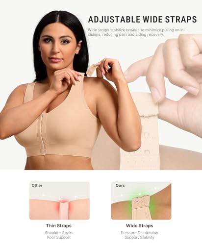 Image of FeelinGirl Mastectomy Bras for Women Compression Post Op Surgery Bra Front Closure Surgical Recovery Everyday Bra