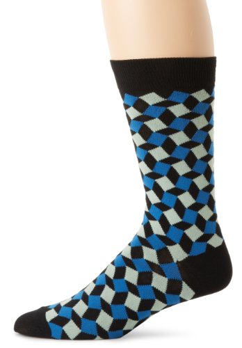 K. Bell Socks Men's 3-D Squares Crew Sock
