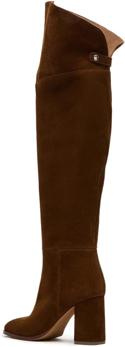 Tang'scuisins Women's Round Toe Over The Knee Block Heel Multiple Styling Chic Daily Formal Wear Dressy Casual Party Tall Boots Shoes Size 4-16 US