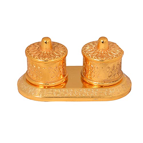 Image of JAIPUR ACE Golden Metal Kumkum Holder /Kumkum Box for Gifting, Pooja, Thali, Mandir, Home, Temple, Gifting (Royal Kumkum Box)