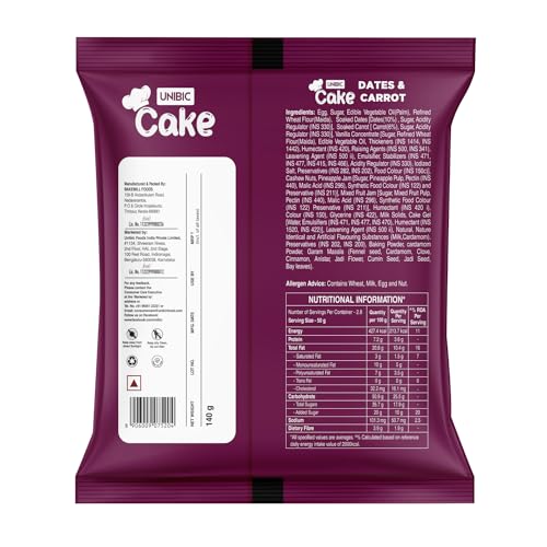 Image of Unibic Foods India Pvt Cake - Dates & Carrot 140Gm