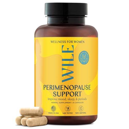 WILE Menopause and Perimenopause Supplements for Women with Ashwagandha - Menopausal Symptoms Relief for Stress, Hot Flashes, Night Sweats - Healthy Sleep & Hormone Balance Support, Vegan, 30 Servings