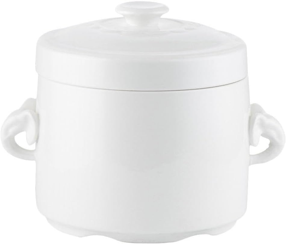 Hemoton Ceramic Stew Pot 3.74X3.74X4.13In Small White Soup Pot with Lid for Steamed Egg Custard Bird S Nest Cooking and Medicinal Soup