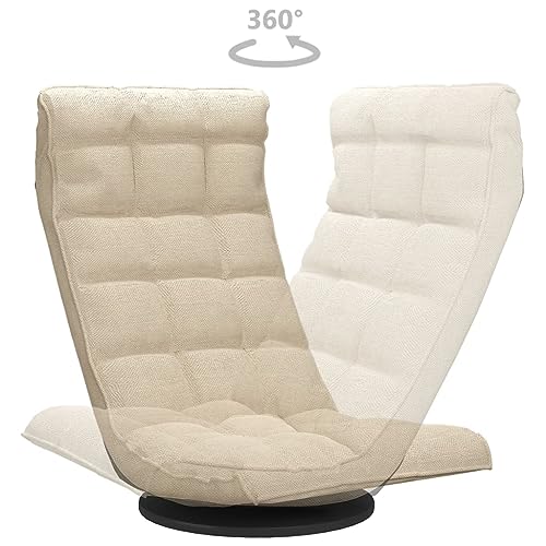 Chaise de sol pivotante crème pliante réglable à 5 angles pour activités - 7