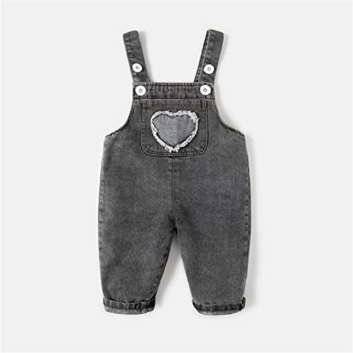 Baby Boy Girl Jean Overalls Cute Heart Print Romper Pants Toddler Washed Distressed Jumpsuit Bib Pocket Denim Workwear2