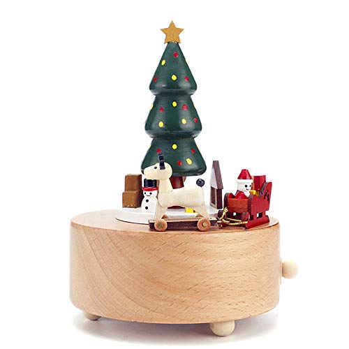 Caja de música de madera tallada a mano CLSDRZC para decoración navideña exclusiva