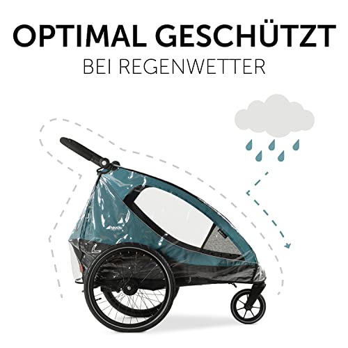 Hauck Regenschutz für Fahrradanhänger, Buggy Dryk Duo Raincover, Passgenau, Klettverschluss, Belüftungslöcher, Gute Luftzirkulation, Faltbar, Platzsparend Verstaubar, Einfache Handhabung (Transparent)