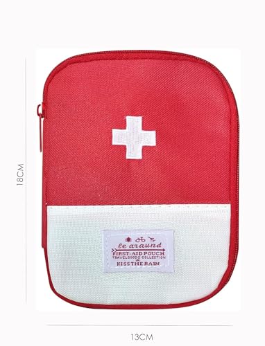 Image of First Aid Bag,Empty First Aid Pouch,Mini Portable Medical Bag for Outdoor Camping Hiking Travel Emergency,Multifunction Emergency Medicine Storage Bag-7x5 inch (Red, 3)