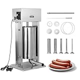 30LBS/15L Electric Sausage Stuffer - Commercial-grade stainless steel with 5 tubes, foot pedal & speed control. Perfect for home/professional use
