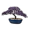 Artificial bonsai tree juniper faux plants indoor fake plants decor with blue ceramic pots for home table office desk bathroom shelf bedroom living room farmhouse decorations  urban country home decor