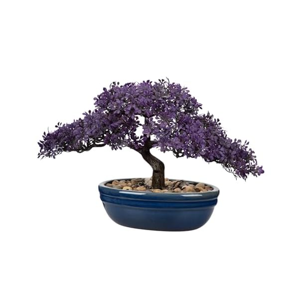 Artificial bonsai tree juniper faux plants indoor fake plants decor with blue ceramic pots for home table office desk bathroom shelf bedroom living room farmhouse decorations  urban country home decor