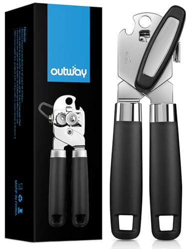 Can Opener,Professional 3-In-1 Multifunctional Manual Can Openers Bottle Opener,Kitchen Durable Stainless Steel Heavy Duty Can Opener Smooth Edge for Kitchen Seniors Friendly (Black)