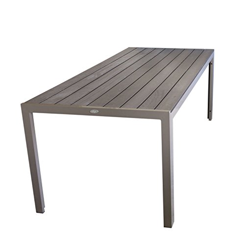 Preisvergleich Produktbild Wohaga® Esszimmertisch Esstisch Gartentisch Aluminiumgestell mit Niveauausgleich Polywood-Tischplatte Mokka 205x90x74cm Gartenmöbel Esszimmermöbel