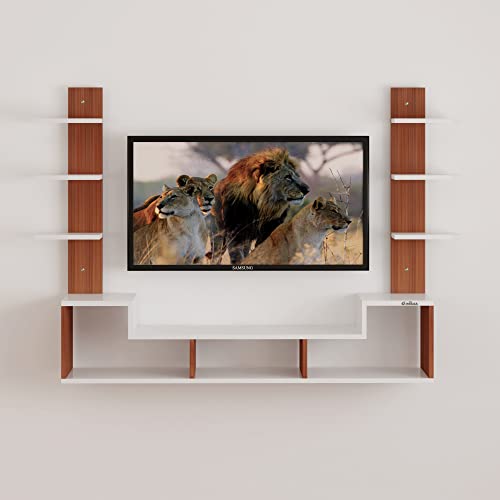 Image of Anikaa Harrison Engineered Wood Wall Mount TV Unit /TV Cabinet /TV Entertainment Unit (Walnut /White) - Ideal for Upto 43 inch(D.I.Y)
