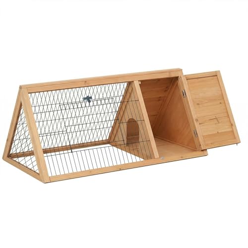 Pawhut Outdoor Triangular Wooden Rabbit Hutch