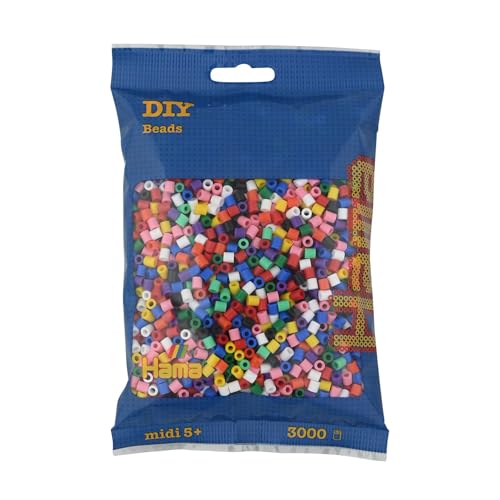 HAMA - sachet de perles à repasser | env. 3000 perles midi | loisirs créatifs et mosaïques pour enfants dès 5 ans | jeu créatif et décoration artisanale | mix 00