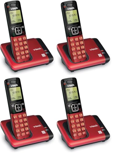 Image of VTech CS6719-16 DECT 6.0 Phone with Caller ID /Call Waiting, 1 Cordless Handset, Red (Pack of 4)