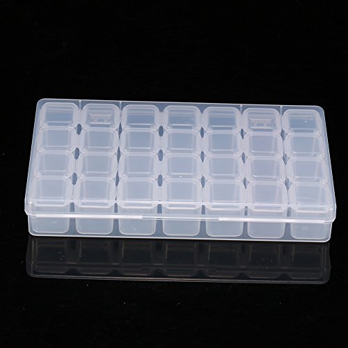 Nail Art Decoration Box-28 Slots Empty Clear Nail Art Decoration Rhinestone Gem Bead Container Storage Box - Afbeelding 3
