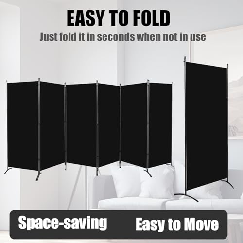 Room Divider-6 Panels Black Folding Privacy Screens, 6 ft Partition Room Dividers Wall for Separation, Home, Office, Classroom, Studio