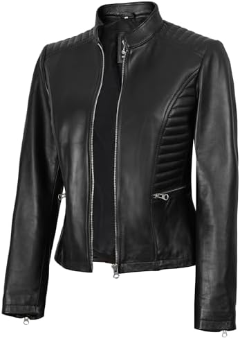 Decrum Leather Jacket Women - Casual Real Lambskin Womens Leather...