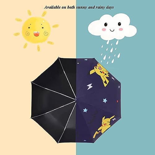 Rosavida Kids Folding Umbrella Automatic Open-Close Cartoon Uv Resistant Travel Umbrella Anti-Rebound Design Compact Windproof Umbrella For Girls Boys- Navy Blue thumb #4