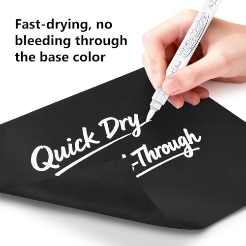 Image of Guangna Dual Tip White Acrylic Paint Markers, Brush & Fine Tip, Direct Liquid Ink System White Permanent Pens for Fabric, Plastic, Rock Painting, Wood, Glass, Ceramic, Canvas, Stone, DIY Crafts