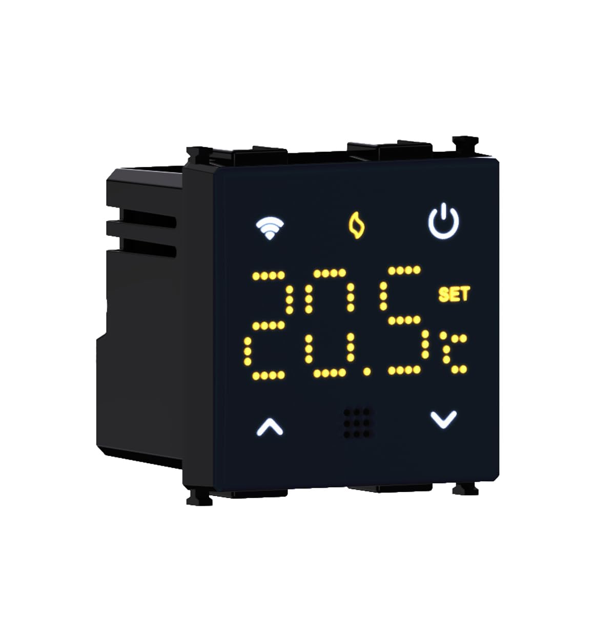 Elektronova Cronotermostato connesso WIFI TUYA da incasso modulo programmabile 2P 240V display touch retroilluminato colore nero compatibile su supporti Bticino Living