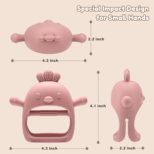 Image of 2 Pack Baby Teething Toys for 0-6 6-12 Months, Never Drop Infant Teether Teething Mitten Toys for 0 3 6 9 12 Months, Newborn Soothing Teething Toy Gifts for 1 One Year Old Baby Boys Girls