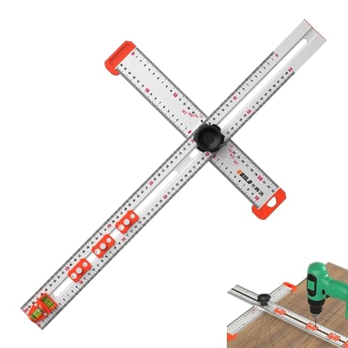 KeyoGoS Regla de posicionamiento de perforación 2 en 1, regla cuadrada de 60 cm, aleación de aluminio, construcción sólida