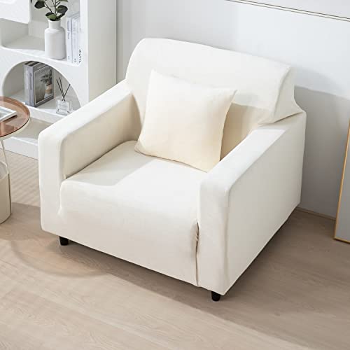 Image of HOKIPO 200 GSM Premium Velvet Sofa Cover 1 Seater Fully Covered, Beige (AR-4736-BGE)