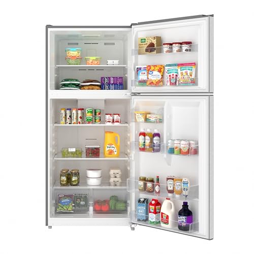 Image of KoolMore 30 Inch 18 Cu Ft Top Freezer Refrigerator, Stainless Steel, Freestanding Full Size Fridge Freezer for Home Kitchen or Garage