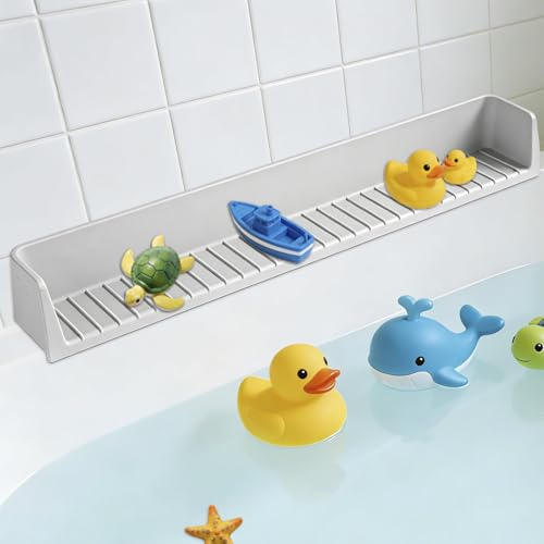 Longer Bathtub Splash Guard for Kids 2.6FT Grey Soft Silicone