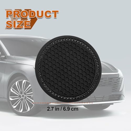 Portavasos para auto silicona 2.75 pulg 2 piezas negro miniatura 2