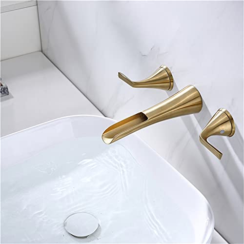 Mitigeur de lavabo cascade noir or brossé pour vasque à poser - 2