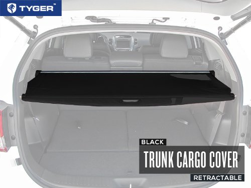 TYGER Black Retractable SUV Rear Trunk Cargo Cover Shield Fits 2014 Kia Sorento (Gives your Luggage & Baggage in SUV rear cargo trunk Anti-Theft visor shield security shade & UV protection!)