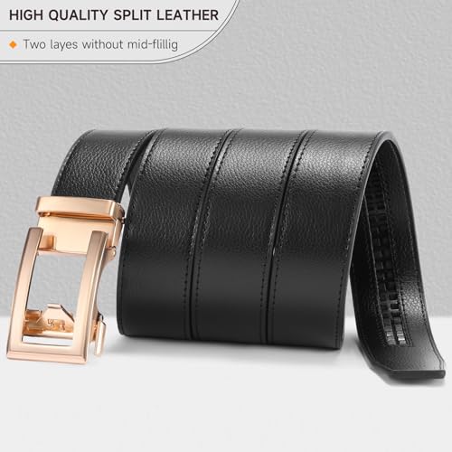 SENDEFN Men's Leather Casual Belt 1 3/8" Automatic Ratchet Belts Adjustable Click Buckle Belts with Gift Box for Dress2