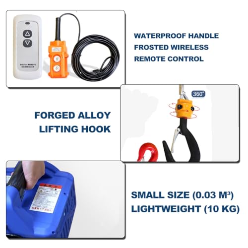 Polipasto eléctrico portátil 3-en-1 1102 lb con control remoto miniatura 6
