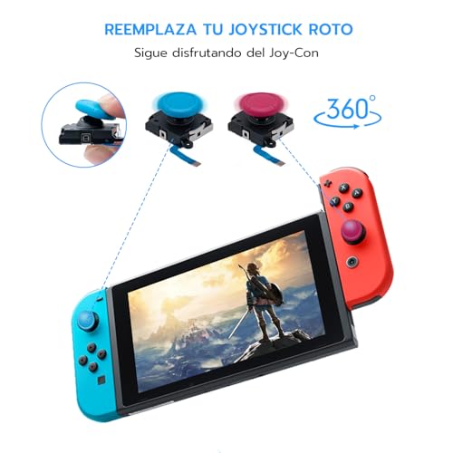Tolesum Switch Joystick Reemplazo 3D Analog Joycon para NS Switch/Switch OLED Joycon/Switch Lite con Kit de Herramientas de Reparación-Rojo y azul - No apto para Switch 2