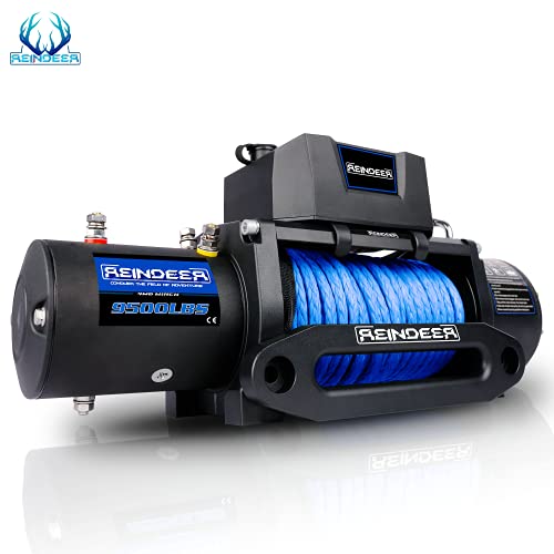 Reindeer New 12V Winch 9500 Lb Load Capacity Electric Winch Synthetic Rope With Hawse Fairlead Waterproof Ip67 With Wireless Remotes thumb #2