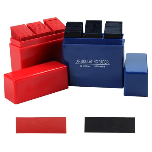 Image of Dental Articulating Paper Double Sided Bite Articulating Paper 100 Micron Film Doubled Side 55 x 18 x 0.1mm for Adults and Children (Blue 300Pcs)
