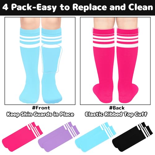 Olreco 4 Pack Kids Soccer Socks Toddler Baseball Socks Youth Boys Football Sock Boys Girls Softball Sock Athletic Accessories2