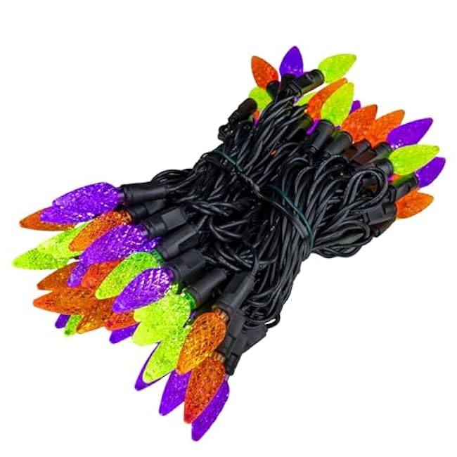 Novelty Lights 24FT 70 LED C6 LED Christmas String Lights, Outdoor Christmas Tree Commercial Grade LED String Lights, Permanent Christmas Lights Outdoor Tree Decorations Outdoor (Blue/Orange)