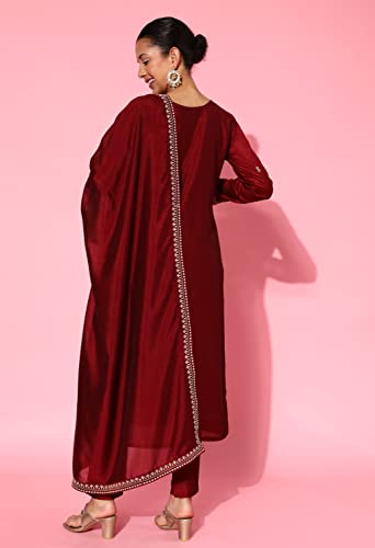 Image of LYMI LABEL Kurta Palazzo Set For Women - Poly Georgette Foil Printed Regular Fit A-Line Kurta Palazzo Set For Women