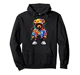 Hip Hop Bear Colorful Teddy Bear With Hoodie Graphic Pullover Hoodie