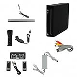 Nintendo Black Premium Wii Console with 2 Remotes, 2 Nunchucks, Dual Dock Stand, Sensor Bar & AV Cable