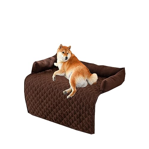 Kongdson Comfy Dogs Bed per divano letto, morbido impermeabile, per gatti e cani, protezione antiscivolo e lavabile, per animali domestici (75 x 120 cm, marrone)